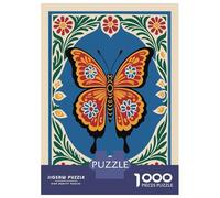 Puzzle Per Adulti Da 1000 Pezzi Butterfly with Floral Border Puzzle Per Adolescenti Gioco Pratico Decorazione Per La Casa Regali Di Natale E Compleanno 70x50cm/1000pcs