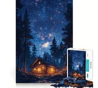 Puzzle per adulti da 1000 pezzi,"Cabina sotto il cielo stellato",con bordi precisi,gioco creativo,ideale per momenti di relax,opera d'arte natalizia (38x26cm)