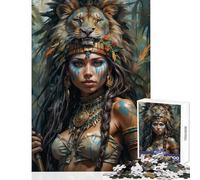 Puzzle per adulti da 1000 pezzi,Cacciatrice della giungla,giocattolo educativo,ottimo regalo per giochi rilassanti con poster abbinato e quiz,dimensioni del foglio 38x26cm