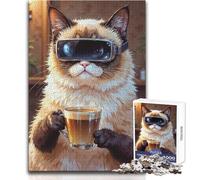 Puzzle per adulti da 1000 pezzi, caffè e realtà virtuale, perfetto per trascorrere ore tranquille e di svago, giocattolo di alta qualità con taglio preciso, dimensioni 38x26cm