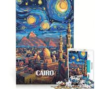 Puzzle per adulti da 1000 pezzi, Cairo Egitto, Notte stellata, arte, gioco antistress, difficile e stimolante, bellissimo gioco dal design 38x52cm