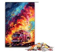 Puzzle per adulti da 1000 pezzi camion dei pompieri circondati da schizzi Molti puzzle spessi per la decorazione della casa ideali come regali per tutta la famiglia 75x50 cm
