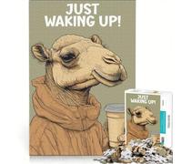 Puzzle per adulti da 1000 pezzi: Cammello che si sveglia con il caffè, gioco per famiglie, migliora la memoria, adatto come decorazione da scrivania, 50x75cm