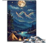 Puzzle per adulti da 1000 pezzi "Campeggio nella natura selvaggia" in legno, perfetto come decorazione fai da te o regalo di compleanno, 50x75cm, gioco interattivo per famiglie