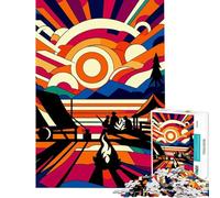 Puzzle per adulti da 1000 pezzi campeggio tramonto Wpap Popart giocattolo avvincente per coltivare la pazienza giochi per famiglie decorazione perfetta regalo divertente (dimensioni 50x75cm)