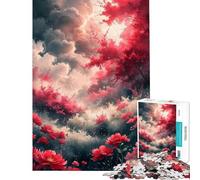 Puzzle per adulti da 1000 pezzi "Campo di fiori scarlatti" gioco antistress di difficoltà elevata aiuta ad allenare la mente (dimensioni 50x75cm)