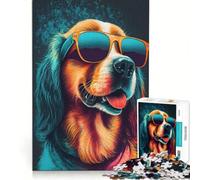 Puzzle per adulti da 1000 pezzi: cane alla moda con occhiali da sole, gioco educativo, taglio di precisione, collezione d'artista, belle arti 38x52cm