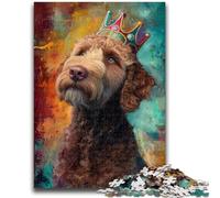Puzzle per adulti da 1000 pezzi, cane che indossa una corona, antistress, sfida difficile, ideale come regalo per tutta la famiglia, 38x26cm