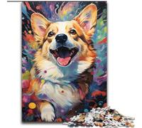 Puzzle per adulti da 1000 pezzi, cane Corgi colorato, in legno, idea regalo unica fai da te per la casa, 50x75cm, festa di compleanno per uomini e donne