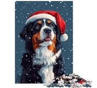Puzzle per adulti da 1000 pezzi: Cane da montagna bernese con cappello di Babbo Natale | Decorazione natalizia con cane da parete divertente attività per la casa gioco pratico per tutta la famiglia