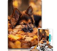 Puzzle per adulti da 1000 pezzi, cane da pastore tra le foglie cadute, gioco educativo per famiglie, decorazione da parete, regali unici per compleanno e Natale (38x26cm)