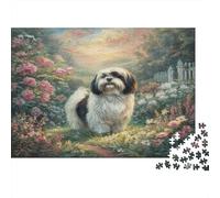 Puzzle per adulti da 1000 pezzi "Cane domestico": Cane in un giardino fiorito per adulti e bambini dai 12 anni in su + regalo 70x50 cm/1000 pezzi