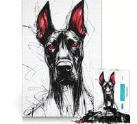 Puzzle per adulti da 1000 pezzi,cane nero con orecchie rosse,bordi netti,gioco di costruzione che favorisce la concentrazione,divertimento a ritmo lento,regalo di Natale per il tempo libero 50x75cm