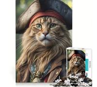 Puzzle per adulti da 1000 pezzi, Capitan Pirata Gatto, gioco pratico, rilassante e stimolante per la mente, adatto come decorazione da scrivania, 38x52cm