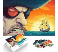 Puzzle per adulti da 1000 pezzi Capitano pirata con nave Fatto di cartone da 14 anni in su giochi divertenti per famiglie Regali difficili per donne e uomini misurare:26x38cm/10.24 x 14.96pollice