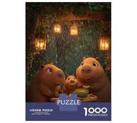 Puzzle Per Adulti Da 1000 Pezzi Capybara Family Dinner in The Rain Puzzle Per Adolescenti Gioco Per Famiglie Corsa Di Velocità Manuale Compleanno E Regali Unici 38x26cm/1000pcs