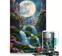 Puzzle per adulti da 1000 pezzi,cascata al chiaro di luna,taglio premium,gioco di abilità mentale,divertimento ozioso,decorazione natalizia da parete (38x52cm)