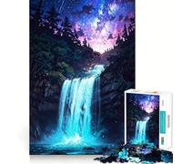 Puzzle per adulti da 1000 pezzi,cascata celeste sotto un cielo stellato,disegno pulito,logica,gioco divertente,rilassante,regalo di Natale (38x52cm)
