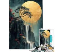 Puzzle per adulti da 1000 pezzi cascata sotto la luna impegnativo da completare gioco manuale difficile adatto a persone dai 14 anni in su (50x75cm)