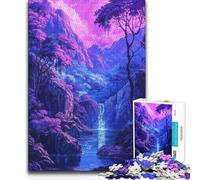 Puzzle per adulti da 1000 pezzi, cascata viola surreale, sfida difficile, regali di compleanno per bambini dai 14 anni in su, 38x26cm