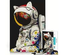 Puzzle per adulti da 1000 pezzi: casco da astronauta,gatto,incastro perfetto,arte,logica,gioco di abilità,gioco lento,regalo di Natale rilassante (38x52cm)