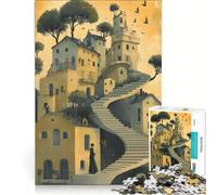 Puzzle per adulti da 1000 pezzi: Case con mille gradini, gioco rompicapo, decorazione da parete, lista dei desideri con Babbo Natale 50x75cm