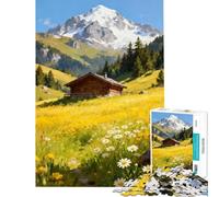 Puzzle per adulti da 1000 pezzi Casetta alpina in un prato estivo ideale per compleanni e Natale Gioco antistress divertente per maggiori di 14 anni (38x52cm)
