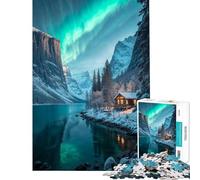 Puzzle per adulti da 1000 pezzi Casetta invernale sotto l'aurora boreale Sfida educativa per tutta la famiglia giocattolo decorativo da parete adatto a persone dai 14 anni in su (38x26cm)