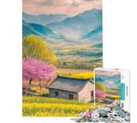 Puzzle per adulti da 1000 pezzi casetta primaverile nella valle puzzle per ragazzi gioco per famiglie divertente e spiritoso regalo di compleanno e unico (dimensioni 38x52cm)