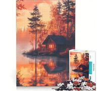 Puzzle per adulti da 1000 pezzi, Casetta sul lago, Giochi divertenti, Rilassanti e stimolanti per la mente, Per rafforzare l'amore tra le coppie, 50x75cm