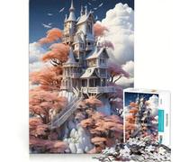 Puzzle per adulti da 1000 pezzi "Castello da sogno", gioco pratico, ideale per passare il tempo durante le vacanze a casa, con poster e foglio di curiosità abbinati 50x75cm