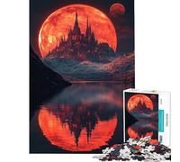 Puzzle per adulti da 1000 pezzi Castello della Luna Rossa sfida educativa per il divertimento in famiglia giochi divertenti per ragazzi dai 14 anni in su (38x26cm)