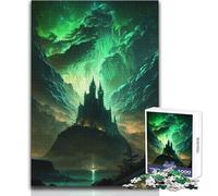 Puzzle per adulti da 1000 pezzi Castello delle aurore verdi, attività di svago tranquilla e piacevole, giocattolo artigianale di alta qualità con bordi precisi, dimensioni 50x75cm