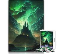 Puzzle per adulti da 1000 pezzi Castello delle aurore verdi, attività di svago tranquilla e piacevole, giocattolo artigianale di alta qualità con bordi precisi, dimensioni 38x26cm