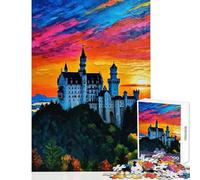 Puzzle per adulti da 1000 pezzi Castello di Neuschwanstein Tramonto Giocattoli antistress Ottimo regalo Gioco rompicapo Decompressione intellettuale Dimensioni 38x26cm