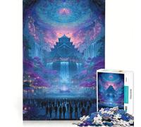 Puzzle per adulti da 1000 pezzi: Castello giapponese fantasy con folla, gioco divertente, rilassante e stimolante, ideale come elemento della lista dei desideri con Babbo Natale 38x26cm