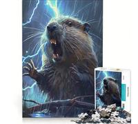 Puzzle per adulti da 1000 pezzi "Castoro Fulmine", un gioco pratico, divertente e spiritoso, ideale come decorazione da scrivania 38x52cm