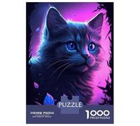 Puzzle Per Adulti Da 1000 Pezzi Cat Kitten Purple Glow Puzzle Per Adulti Gioco Pratico Assemblaggio Del Modello Difficile Da Completare 70x50cm/1000pcs