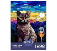 Puzzle Per Adulti Da 1000 Pezzi Cat Sit Down And 1 Glass Puzzle Per Adulti Gioco Pratico Difficile Difficile E Sfida 70x50cm/1000pcs