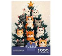 Puzzle Per Adulti Da 1000 Pezzi Cats on Christmas Tree Puzzle Per Adolescenti Giochi Per Famiglie Assemblaggio Di Modelli Attività Divertenti A Casa 38x26cm/1000pcs