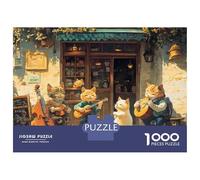 Puzzle Per Adulti Da 1000 Pezzi Cats Playing Instruments in Front of Shop Puzzle Per Adulti Gioco Pratico Difficile Difficile Regali Unici Per Compleanno E Natale 52x38cm/1000pcs