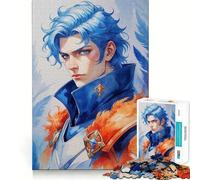 Puzzle per adulti da 1000 pezzi,cavaliere anime dai capelli blu,taglio preciso,divertente,attività stimolante per la mente,svago,regalo di compleanno per appassionati di hobby 50x75cm