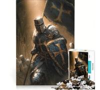 Puzzle per adulti da 1000 pezzi: Cavaliere crociato con bandiera e scudo, gioco rilassante, sfida impegnativa, regalo per amici e familiari 38x26cm