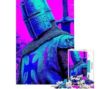 Puzzle per adulti da 1000 pezzi Cavaliere crociato in blu e rosa Puzzle per adulti ideale per passare il tempo in casa per compleanni Natale 38x52cm
