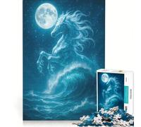 Puzzle per adulti da 1000 pezzi: Cavallo celeste che emerge dall'oceano, gioco interattivo, attività divertenti da fare a casa, ottimo regalo per gli appassionati di videogiochi 38x52cm