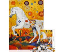 Puzzle per adulti da 1000 pezzi cavallo da giostra bianco giocattoli fai da te regali di compleanno gioco per famiglie adatto per la decorazione della scrivania dimensioni 50x75cm