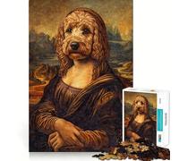 Puzzle per adulti da 1000 pezzi Cavoodle Cavapoo Monna Lisa Pezzo pulito Gioco di abilità mentale Gioco per il tempo libero Opera d'arte natalizia (38x26cm)