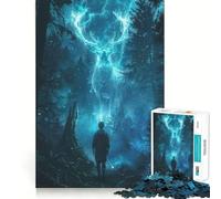 Puzzle per adulti da 1000 pezzi "Cervo Celeste Fantasma",gioco a incastro preciso,stimola le capacità cognitive,ideale per momenti di relax e svago,regalo perfetto per le festività (38x52cm)
