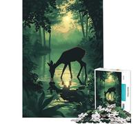 Puzzle per adulti da 1000 pezzi Cervo che beve nella foresta Gioco educativo e stimolante per tutta la famiglia Regalo perfetto per compleanni (dimensioni 75x50cm)