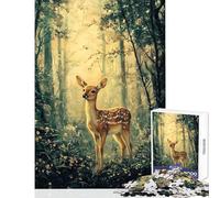Puzzle per adulti da 1000 pezzi "Cervo in una foresta soleggiata" - Gioco rompicapo - Sfida impegnativa - Giocattolo educativo - Ideale come regalo per tutta la famiglia (38x52cm)